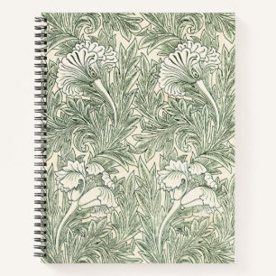 William Morris Tulpen-Wallpaper Klassisches Grün Notizblock