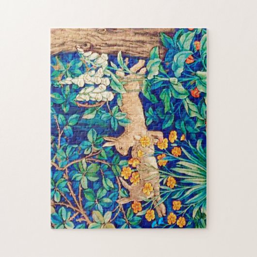 William Morris "Two Hares" im Wald Puzzle (Vertikal)