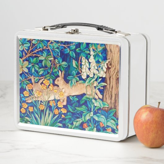 William Morris "Two Hares" - Kaninchen im Wald Metall Brotdose (Beispiel)