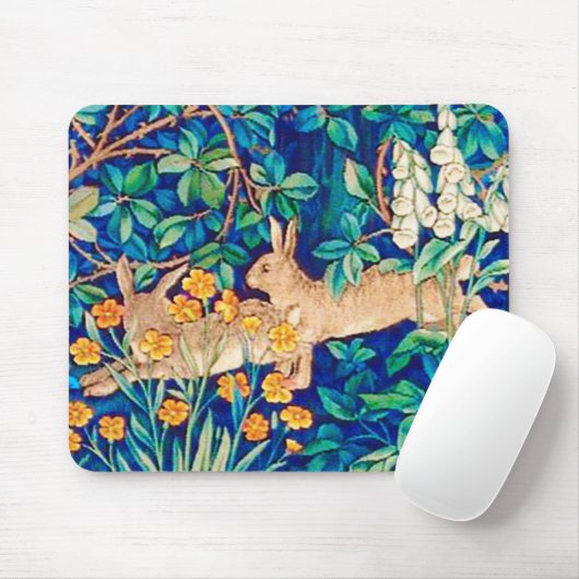 William Morris "Two Hares" - Kaninchen im Wald Mousepad (Mit Mouse)