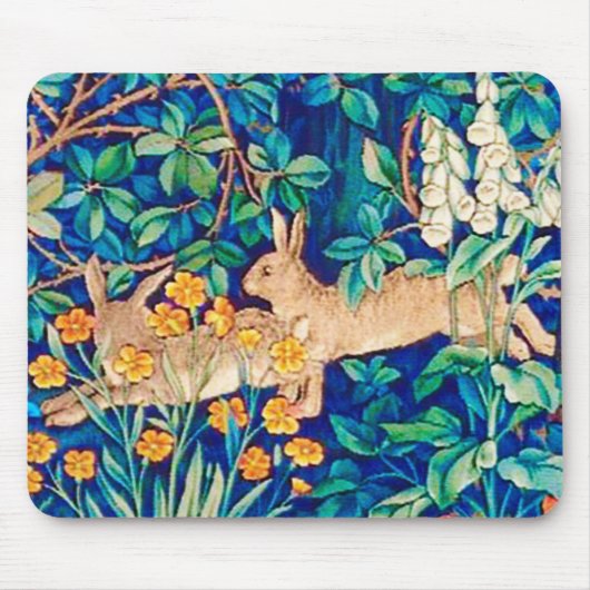 William Morris "Two Hares" - Kaninchen im Wald Mousepad (Vorne)
