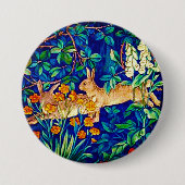 William Morris "Two Hares" Wild Rabbits Print Button (Vorderseite)