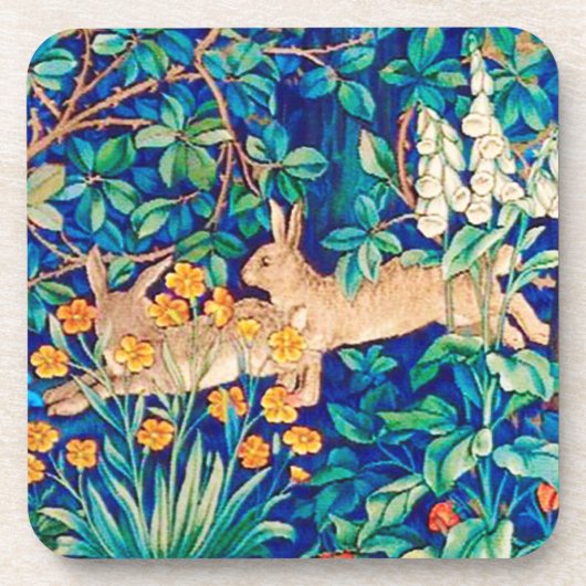 William Morris "Two Hares" Wild Rabbits Print Getränkeuntersetzer (Vorderseite)