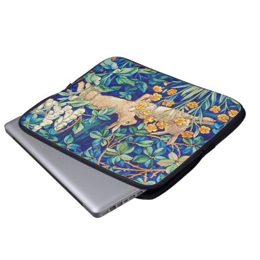 William Morris "Two Hares" Wild Rabbits Print Laptopschutzhülle (Vorne Knopf)