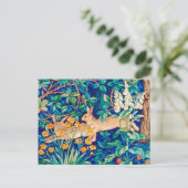 William Morris "Two Hares" Wild Rabbits Print Postkarte (Stehend Vorderseite)