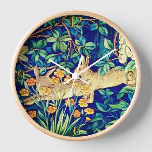 William Morris "Two Hares" Wild Rabbits Uhr (Vorderseite)