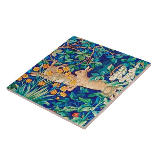 William Morris "Two Hares" - Wilde Rabbits Fliese (Seite)