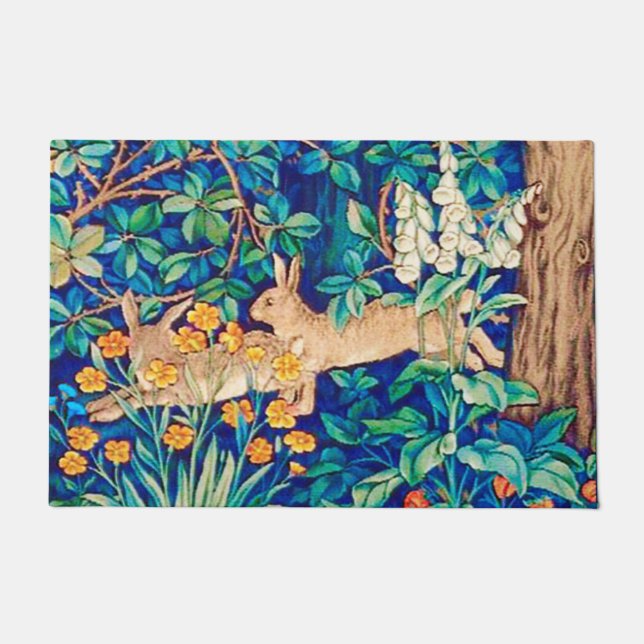 William Morris "Two Hares" - Wilde Rabbits Fußmatte (Vorderseite)