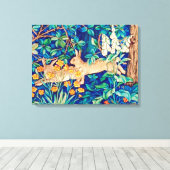 William Morris "Two Hares" - Wilde Rabbits Leinwanddruck (Insitu (Holzboden))