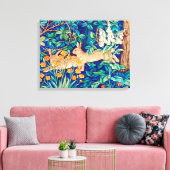 William Morris "Two Hares" - Wilde Rabbits Leinwanddruck (Insitu (Wohnzimmer))