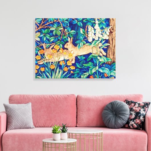 William Morris "Two Hares" - Wilde Rabbits Leinwanddruck (Insitu (Wohnzimmer))