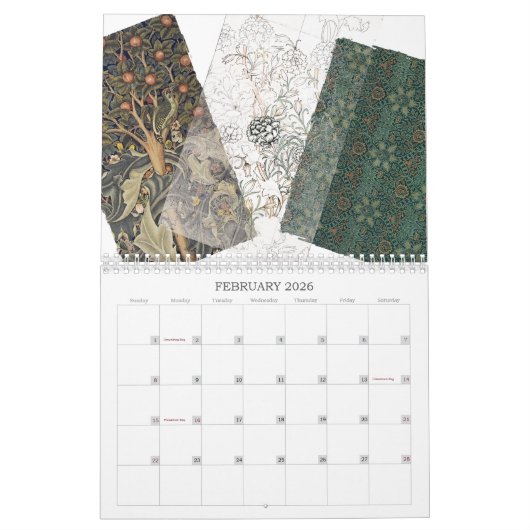 William Morris Viktorianisch Art Floral Kalender (Feb 2026)
