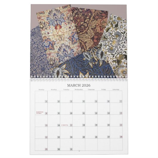 William Morris Viktorianisch Art Floral Kalender (Mär 2026)