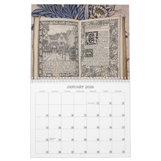 William Morris Viktorianisch Art Floral Kalender (Jan 2026)