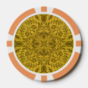William Morris Vine Vintag Brown Blume Pattern Pokerchips