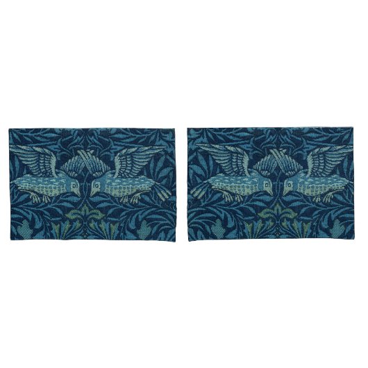 William Morris Vintag Bird Foliage Blue Kissenbezug (Vorderseite-Set)