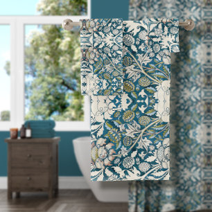 William Morris Vintag Blue Floral Collage Badhandtuch Set