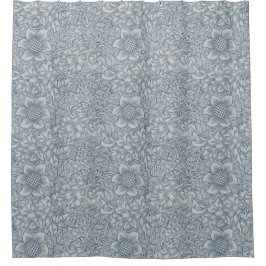 William Morris Vintag Blue White Blume Floral Duschvorhang