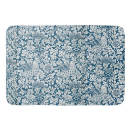 William Morris Vintag Blume Birds Blue White Badematte