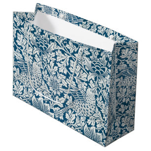 William Morris Vintag Blume Birds Blue White Große Geschenktüte