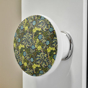 William Morris Vintag Blumenblauer Grüne Algen Keramikknauf