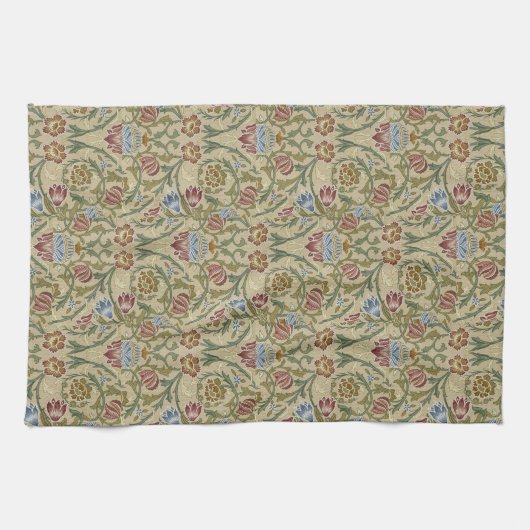 William Morris Vintag Blumenblauer Rosa Brocade Geschirrtuch (Horizontal)