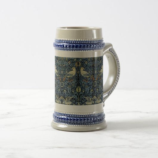 William Morris Vintag Floral Bird Bierglas (VorderseiteRechts)