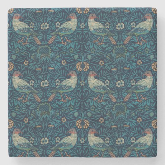 William Morris Vintag Floral Birds Steinuntersetzer (Vorderseite)