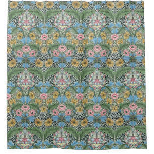 William Morris Vintag Floral Blume Yellow Blue Duschvorhang