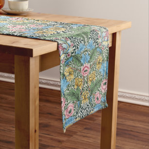 William Morris Vintag Floral Blume Yellow Blue Großer Tischläufer
