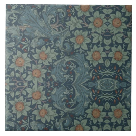 William Morris Vintag Floral Green Fliese (Vorderseite)
