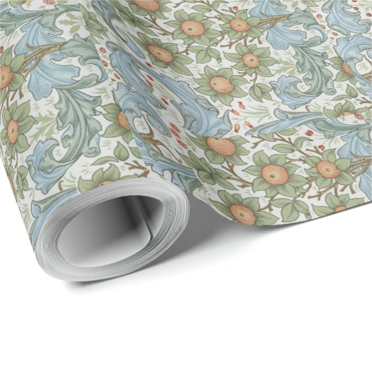 William Morris Vintag Floral Green Geschenkpapier (Rolleneckpunkt)