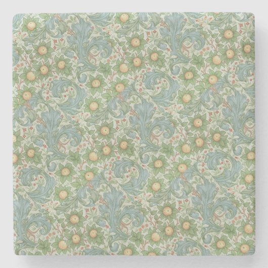 William Morris Vintag Floral Green Steinuntersetzer (Vorderseite)