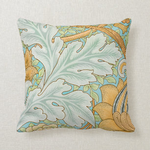 William Morris Vintag Floral Leaf Blue Gold Kissen