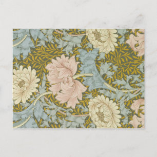 William Morris Vintag Floral Pink Chrysanthemum Postkarte