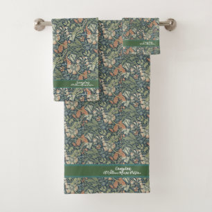 William Morris Vintag Floral Pink Green Complex Badhandtuch Set