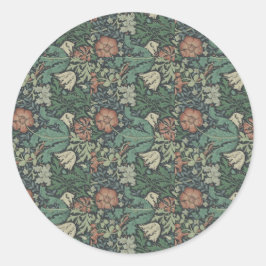 William Morris Vintag Floral Pink Green Compton Runder Aufkleber