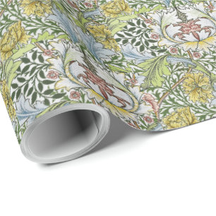 William Morris Vintag Floral Pink Green Myrte    Geschenkpapier