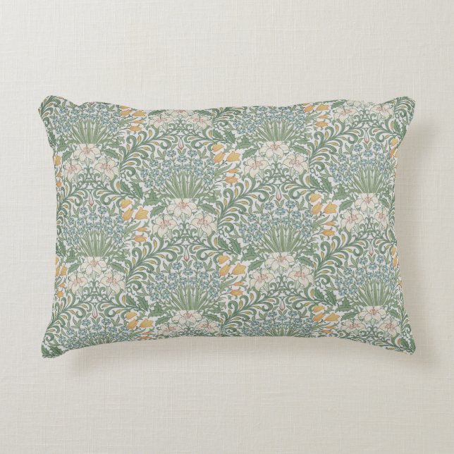 William Morris Vintag Floral Yellow Blue Garden Dekokissen (Vorderseite)