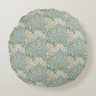 William Morris Vintag Floral Yellow Blue Garden Rundes Kissen