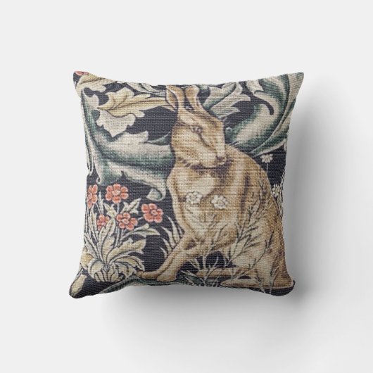 William Morris Vintag Forest Rabbit Floral Kissen (Rückseite)