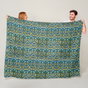 William Morris Vintag Gold Green Fleecedecke