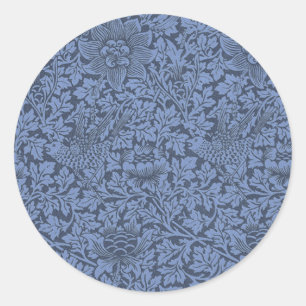 William Morris Vintag Pattern Bird und Anemone Runder Aufkleber