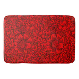 William Morris Vintag Red Floral Pattern Badematte