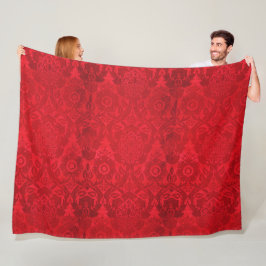 William Morris Vintag Red Stamps Velvet Pattern Fleecedecke