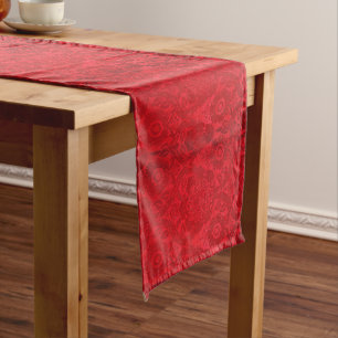 William Morris Vintag Red Stamps Velvet Pattern Großer Tischläufer
