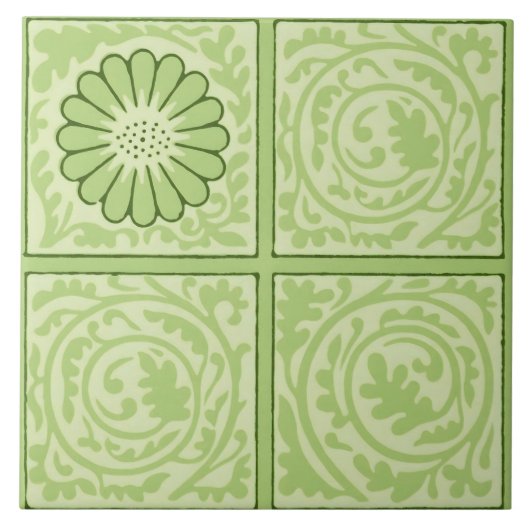 William Morris Vintag Square Green Floral Pattern Fliese (Vorderseite)