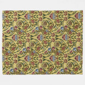 William Morris Vintage Blau Grün Rot Fleecedecke (Vorderseite (Horizontal))