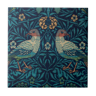 William Morris Vintage Blau Vögel Muster Fliese