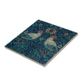 William Morris Vintage Blau Vögel Muster Fliese (Seite)